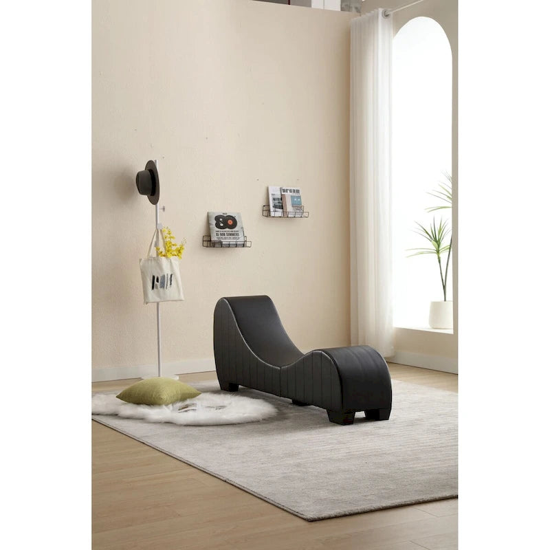 Modern Curved Faux Leather Yoga Chaise Lounge