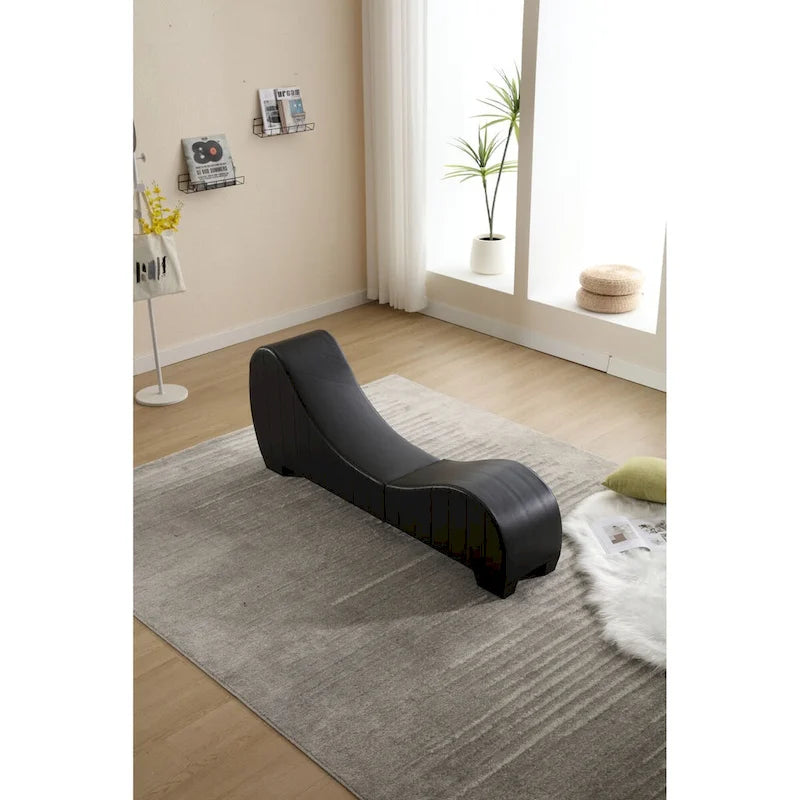 Modern Curved Faux Leather Yoga Chaise Lounge
