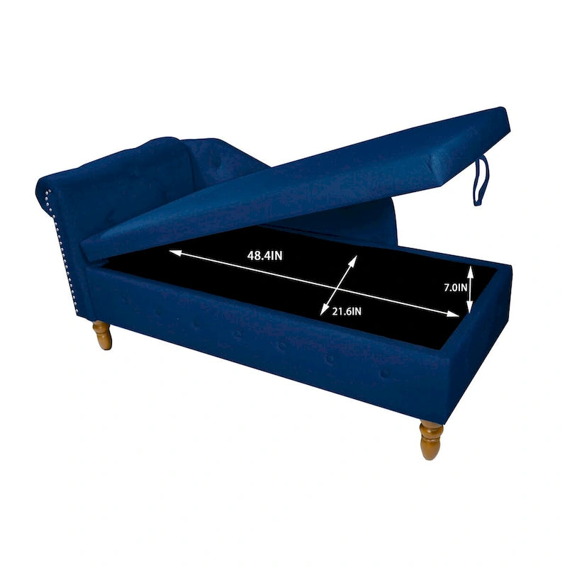 Samt-Chaiselongue mit Stauraum und Kissen
