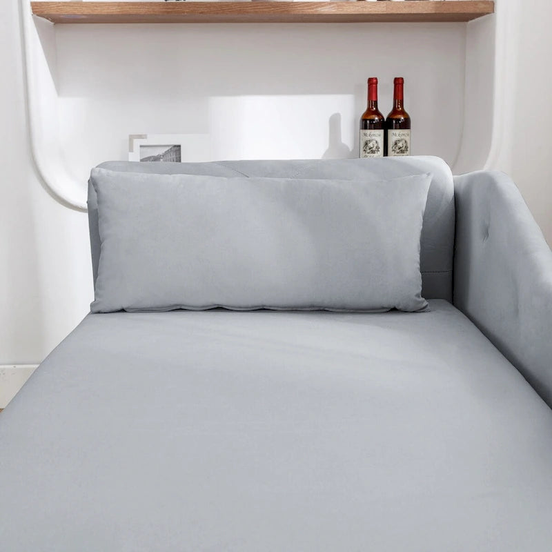 Samt-Chaiselongue mit Stauraum und Kissen