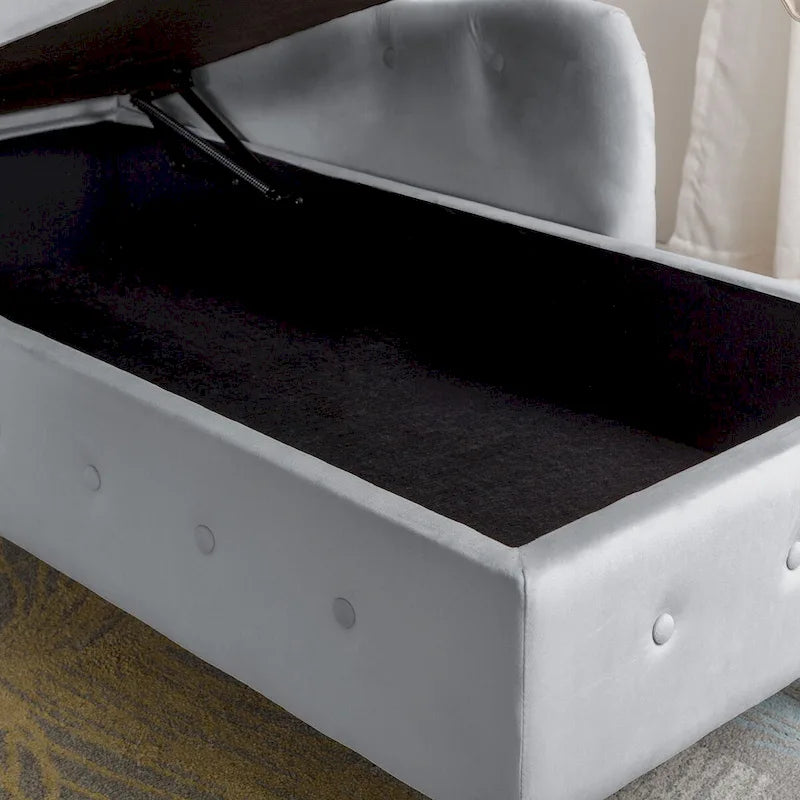 Samt-Chaiselongue mit Stauraum und Kissen