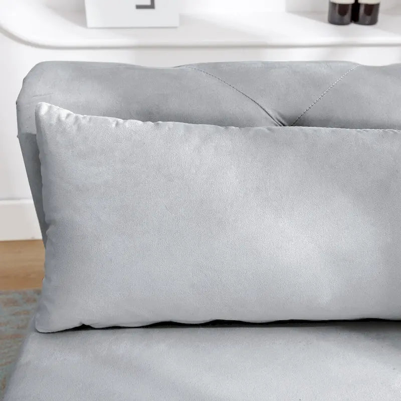 Samt-Chaiselongue mit Stauraum und Kissen