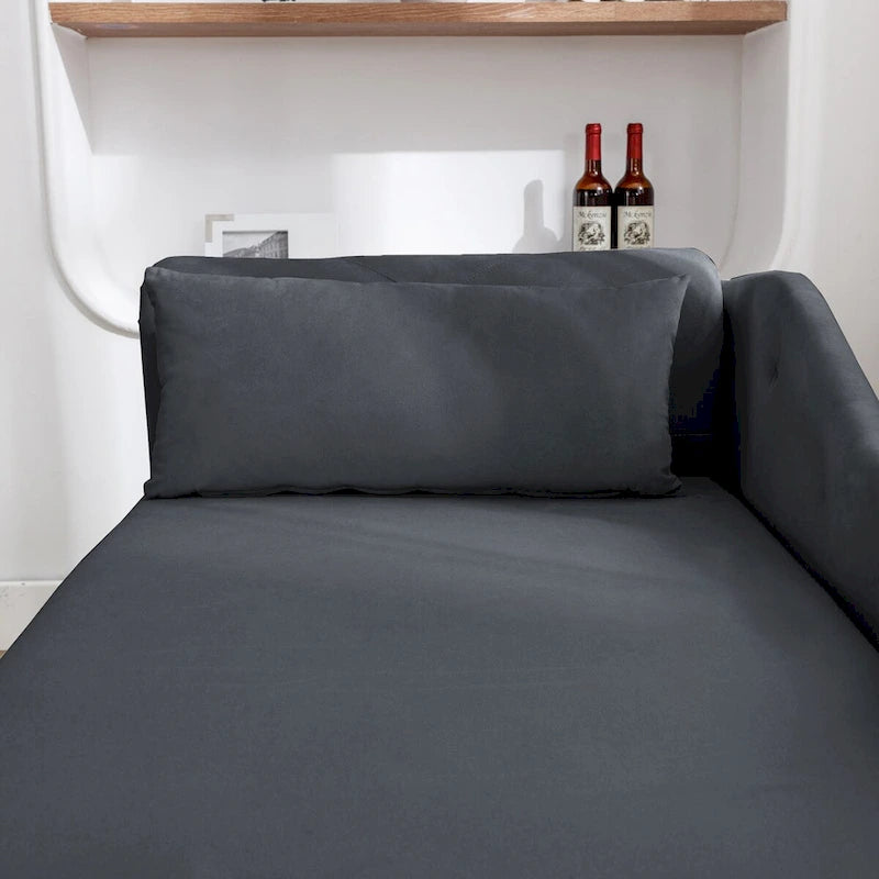 Samt-Chaiselongue mit Stauraum und Kissen