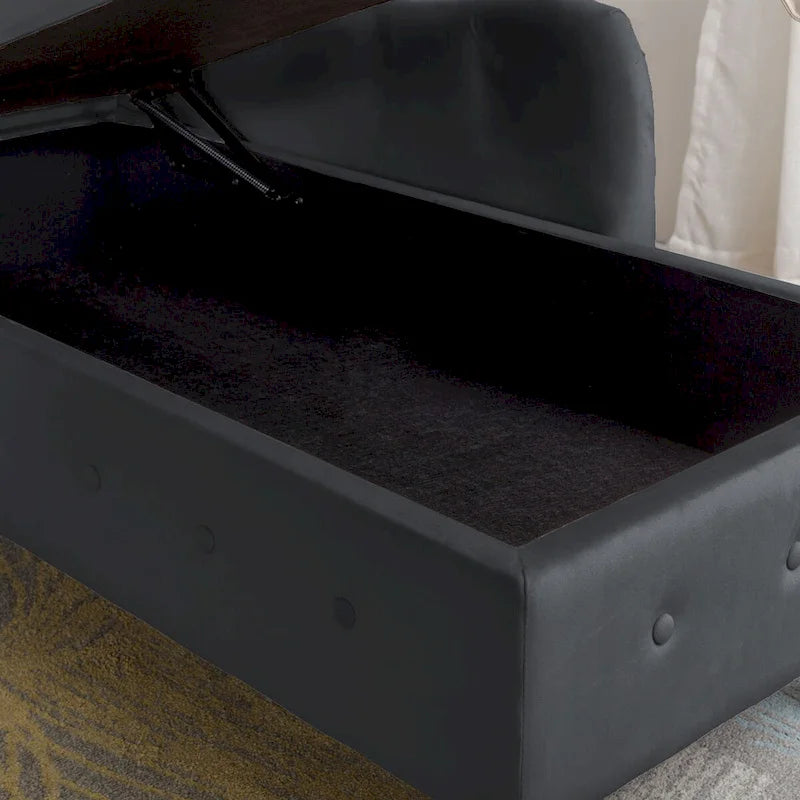 Samt-Chaiselongue mit Stauraum und Kissen