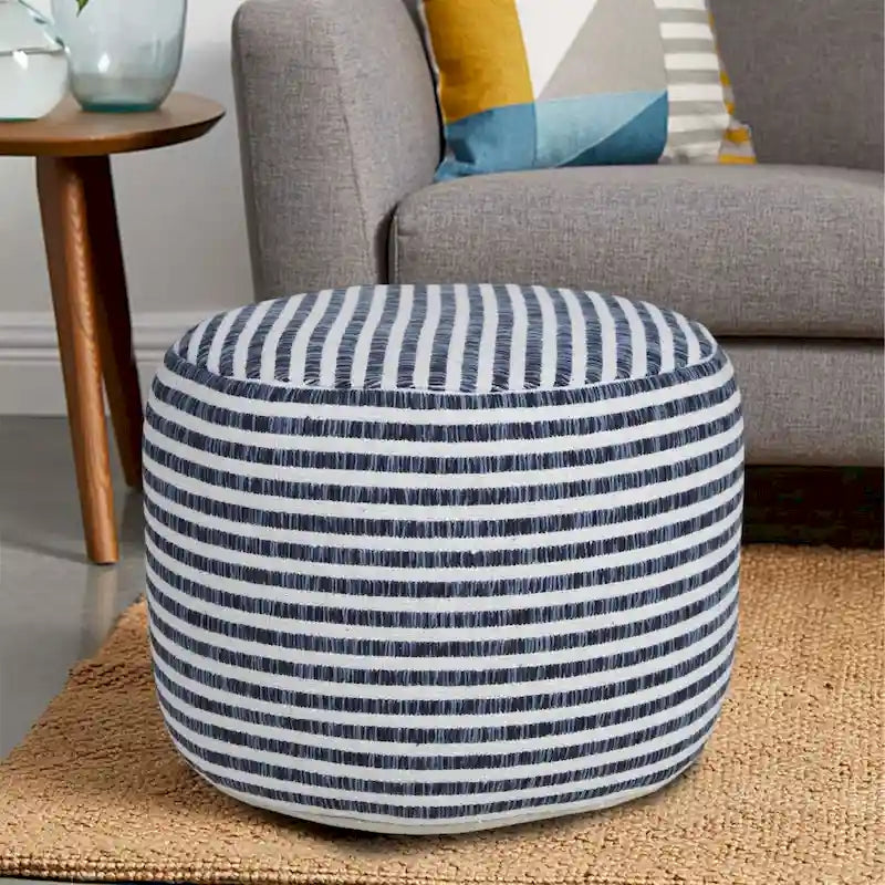 18-Inch Blue 100% Cotton Ottoman