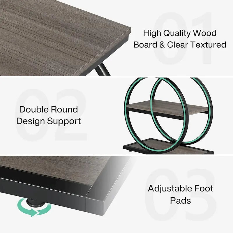 3-Tier Narrow End Table with Storage Shelves