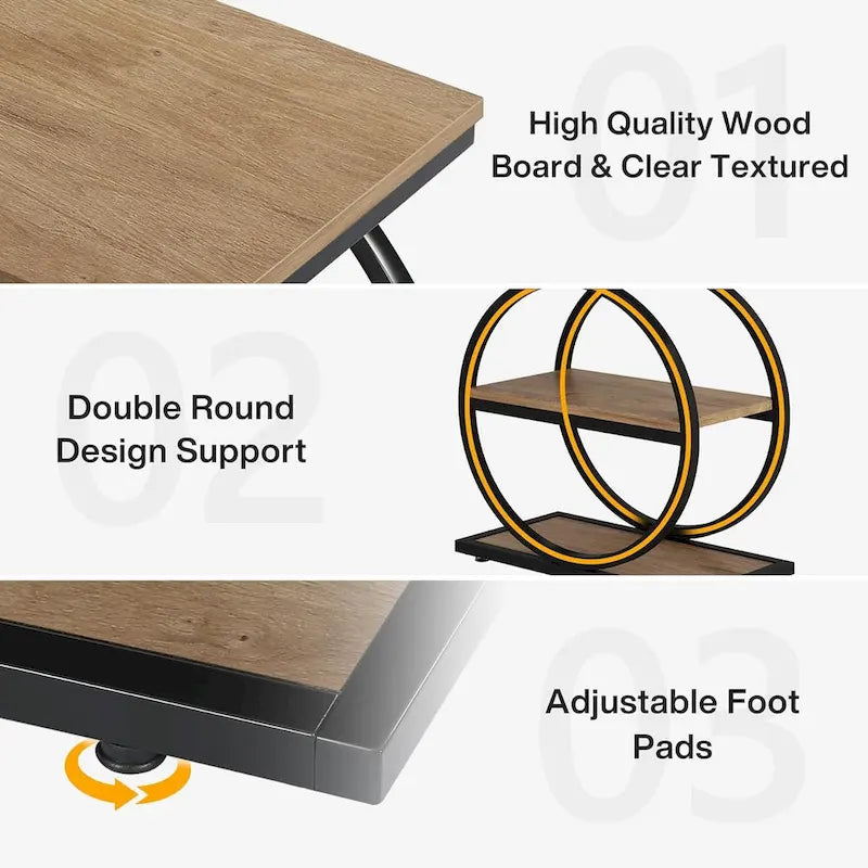 3-Tier Narrow End Table with Storage Shelves