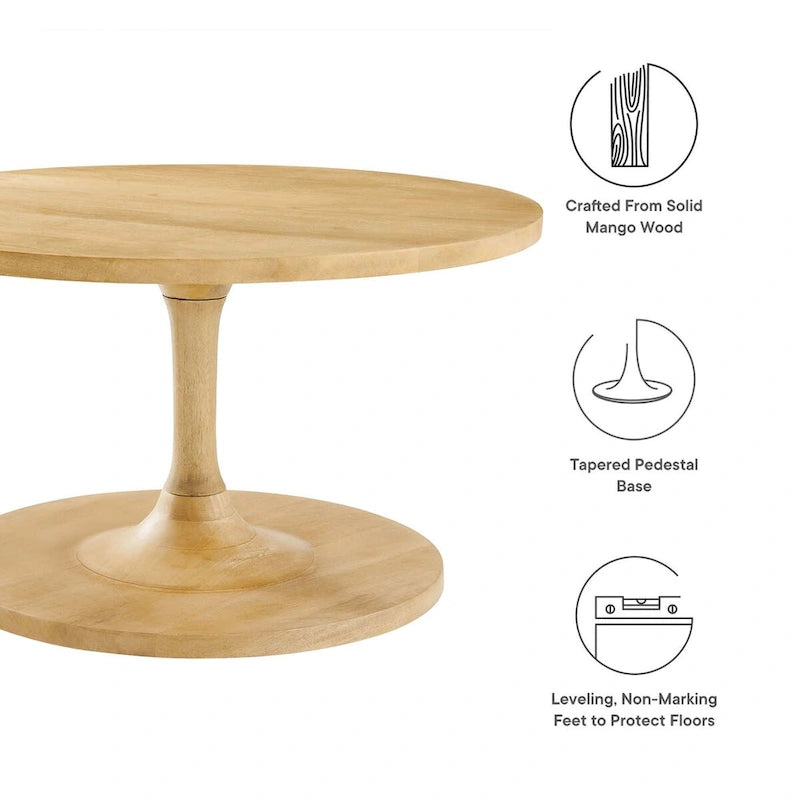 30-Inch Round Solid Wood Coffee Table