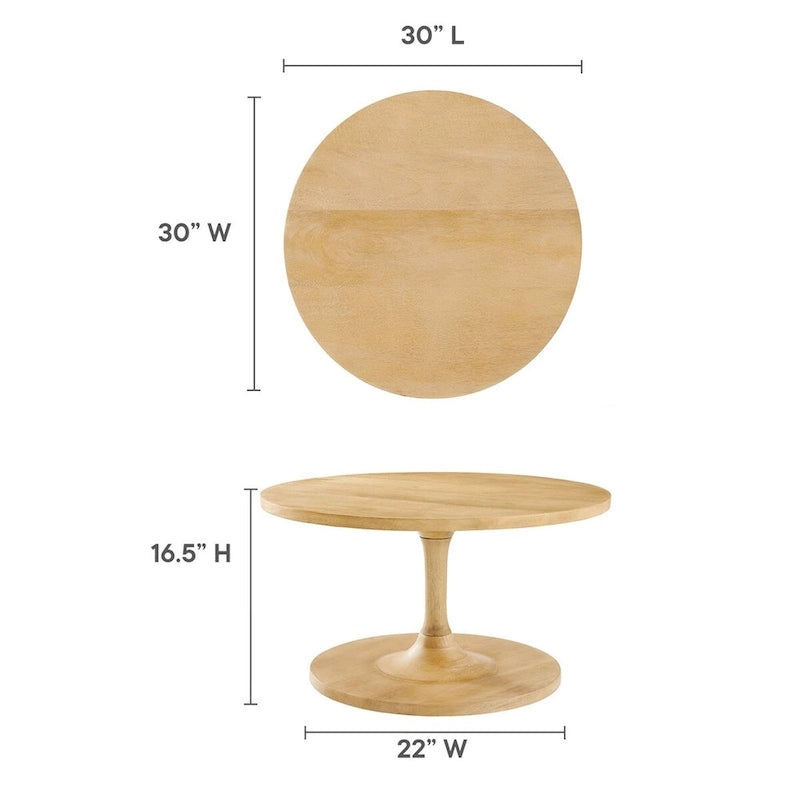 30-Inch Round Solid Wood Coffee Table