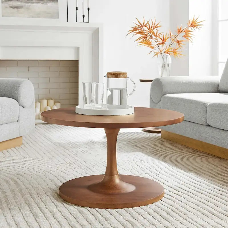 30-Inch Round Solid Wood Coffee Table