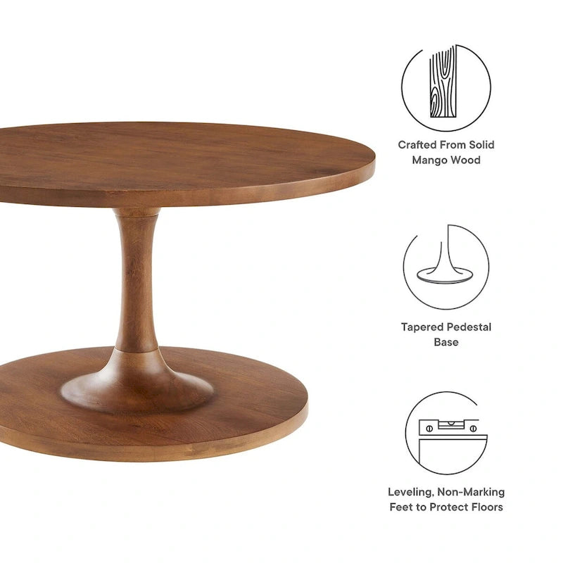 30-Inch Round Solid Wood Coffee Table