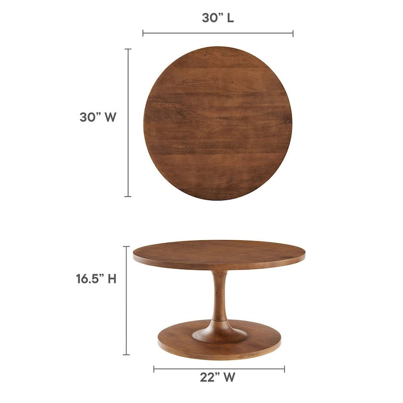30-Inch Round Solid Wood Coffee Table