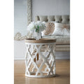 Grande table d’appoint en bois blanc vieilli, 23 in