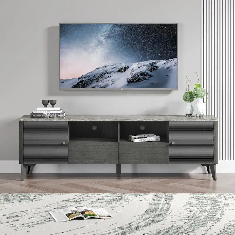 70-Inch TV Stand with Marble-Printed Top