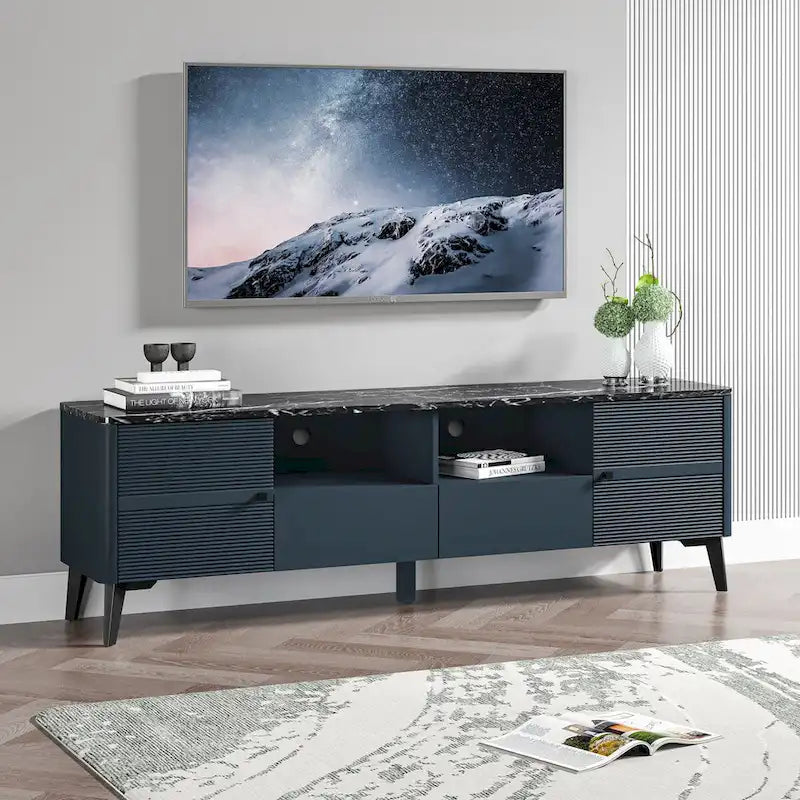 70-Inch TV Stand with Marble-Printed Top