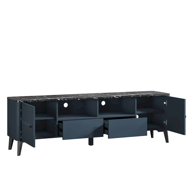 70-Inch TV Stand with Marble-Printed Top