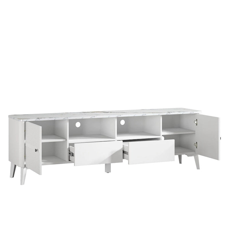 70-Inch TV Stand with Marble-Printed Top