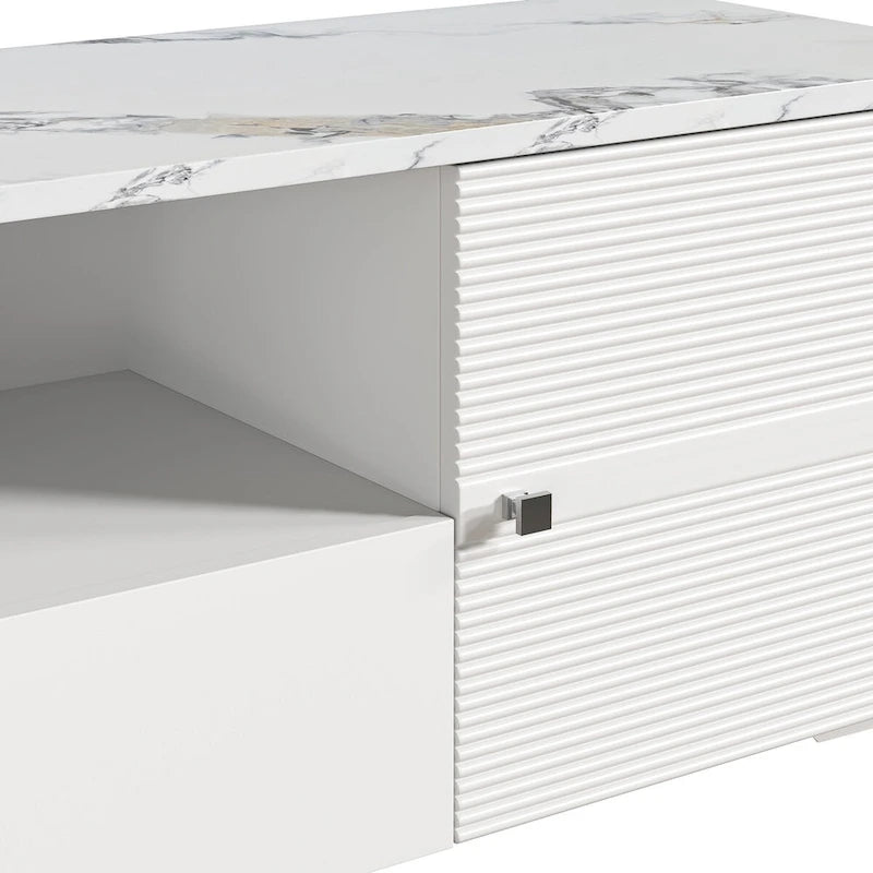 70-Inch TV Stand with Marble-Printed Top