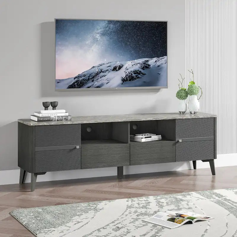 70-Inch TV Stand with Marble-Printed Top