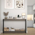 Gray 2-Tier Narrow Console Table with Storage
