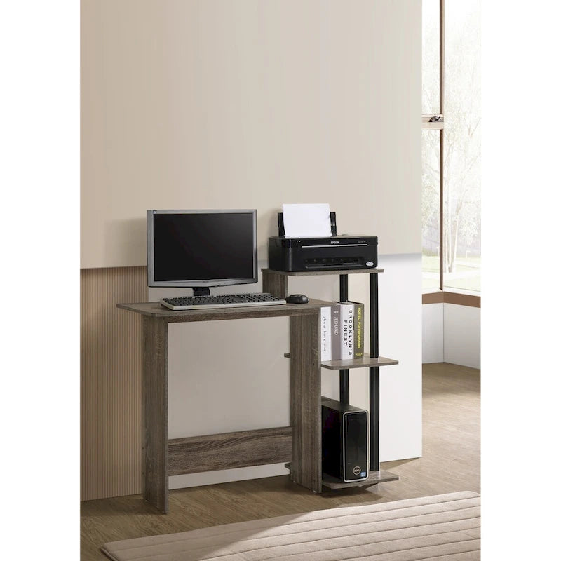 Space-Saving Computer Desk with Side Shelves