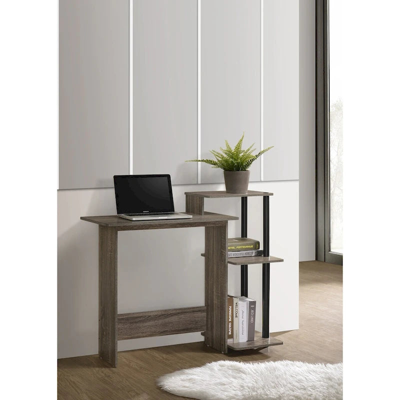 Space-Saving Computer Desk with Side Shelves
