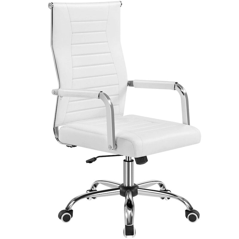Modern Faux Leather Office Desk Chair with Metal Base