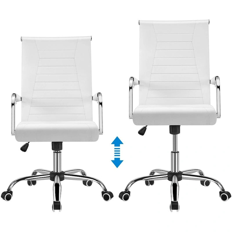 Modern Faux Leather Office Desk Chair with Metal Base