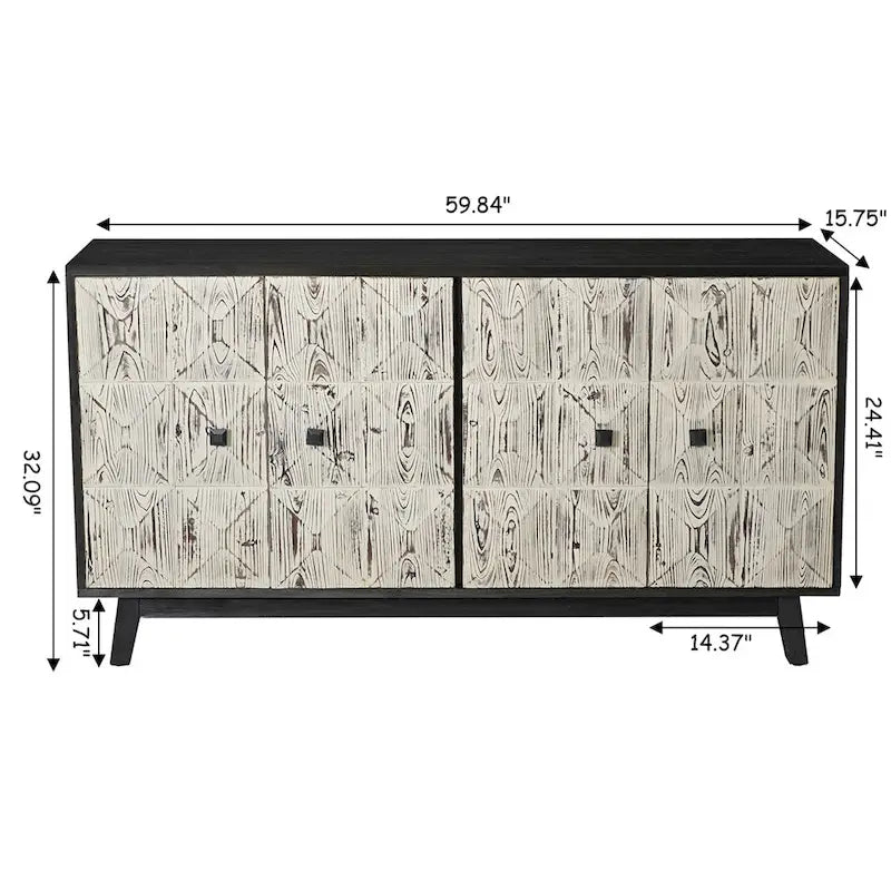 Vintage Sideboard Storage Cabinet with Relief Doors