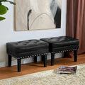 Set of 2 Faux Leather Button-Tufted Footstools and Ottomans, 22" Wide