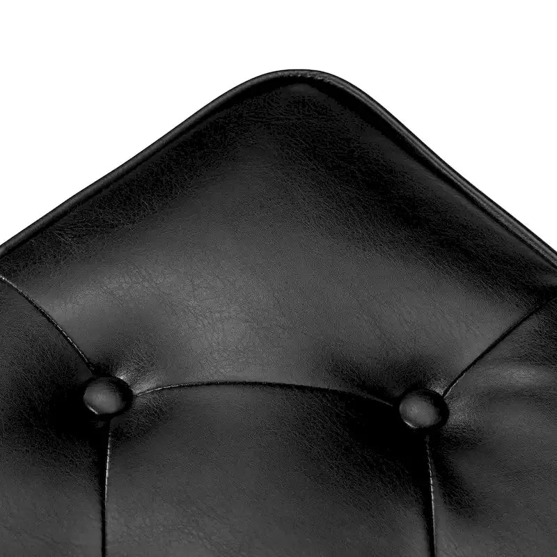 Set of 2 Faux Leather Button-Tufted Footstools and Ottomans, 22" Wide